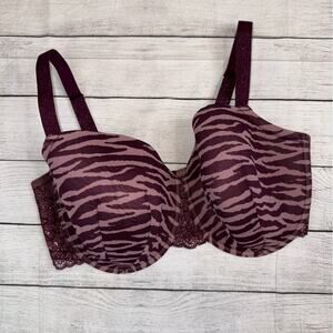 Third Love Zebra Print Lace Demi Underwire Bra Purple and Mauve Size 38G (DDDD)